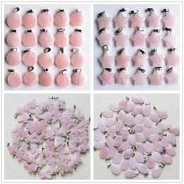 Natural stone Pink Rose quartz water drop shape charms pink Crystal pendants for earrings necklace accessories Jewellery making