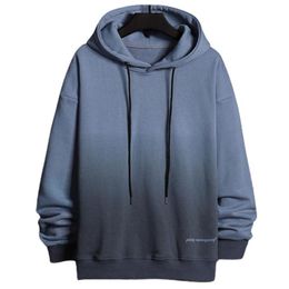 Men's Hoodies & Sweatshirts Men Spring Hoodie 2021 Contrast Color Gradient Plush Young Student For Daily Wear