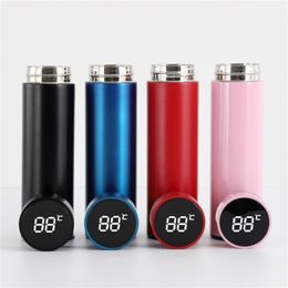 500ml Temperature Display Thermos Bottle For Tea Vacuum Flasks Double Wall Stainless Steel Travel Coffee Mug Tea Mug Thermo cup 210809
