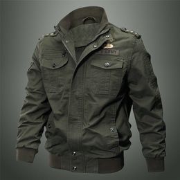 Autumn And Winter Men's Multi Pocket Military Jacket Pure Cotton Casual Work Large Loose Special Forces Men 211214