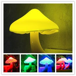 Home Decor Light Control Mushroom Nightlights Yellow Induction Nightlight Bedside Lamps LED Energy Saving Lamp T500696