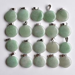 Natural Stone charms round shape Pendant Green Aventurin Pendants Chakras Gem Stone fit diy earrings necklace making assorted