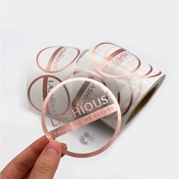 Customised Rose Pink Foil Round Adhesive Labels Sticker 1.5inch Clear Printing Stickers Transparent Plastic Package Label