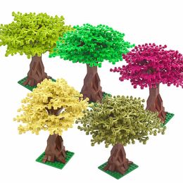 1set Tree Green Bush DIY Building Blocks Flower Grass Plants Garden Compatible City DIY MOC Building Blocks Accessories Parts Q0823