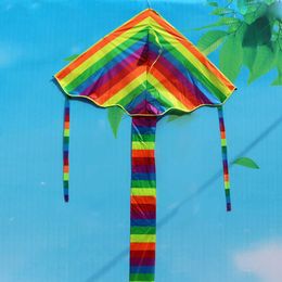 Kite & Accessories 100*160 Cm Colorful Rainbow Long Tail Nylon Outdoor Kites Flying Toys For Children Kids Without Control Bar And Line
