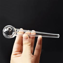 Newest Quality Pyrex Glass Oil Burner Pipe Clear Tube wax Pipe Thick Glass smoking Hand Tobacco Pipe Dry herb cigarette filters