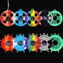 Luminous Push Bubble Fingertip Spinner Toys Glow-in-the-night Silicone Rat Control Fidgety Gyroscope Fidgety Toy Simple Dimple Fidget Gyro Stress Reliever