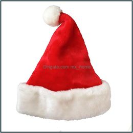 Decorations Festive Supplies Home & Garden Red Santa Claus Thicken Tra Soft Plush Cosplay Hat Decoration Adts Christmas Party Xmas Hats Dbc