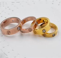 50%off 6mm titanium steel silver love ring men and women rose gold ring for lovers couple ring for gift 2pcs