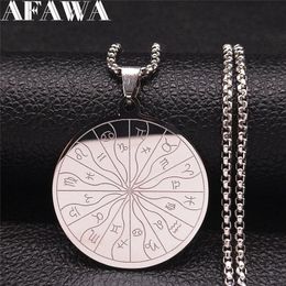 Pendant Necklaces 12 Constellations Astrology Stainless Steel Chain Necklace For Women Silver Color Jewelry Bijoux Acier N4510S02