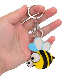 Cute Cartoon Acrylic Keychains Creative Honeybee Bee Animal Key Chain Jewelry For Women Kids Girls Gift Car Accessory