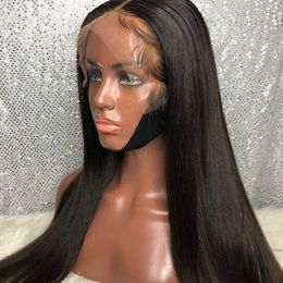 Full Lace Front Human Hair Wigs for Women Brazilian Remy Straight Pre Plucked Bleached Knots Glueless HD Seamless Lace Front Wig