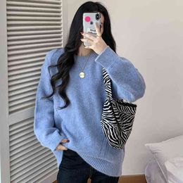 4colors korean style autumn and Winter Soild Colour vintage knitted Sweater and pullovers womens(C8105) 210423