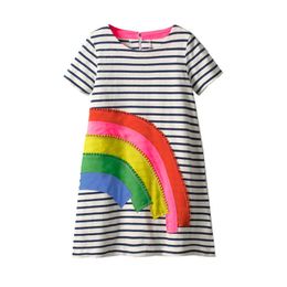 New Girls Dresses Summer Baby Girls Cartoon Decals Dresses Kids Cotton Clothing Casual A-Line Dresses for 2-7 Yrs Q0716