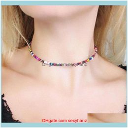Necklaces & Pendants Jewelrybohemia String Beaded Choker Collar Colourful Beads Charm Short Necklace Womens Neck Chain Chokers Beach Party Je
