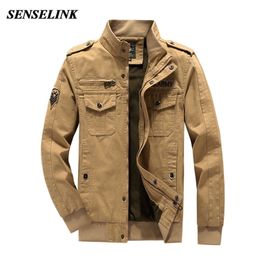 Men Cotton Khaki Bomber Jacket Autumn Warm Casual Tough Guy Cargo Windproof Fur Collar Army Tactical 211110