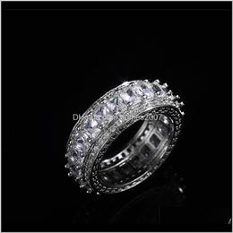 Jewelryfashion White Gold Plated Cubic Zirconia Round Cut Eternity Ring For Women And Girls Wedding Engagement Band Jewelry Rings Drop Delive