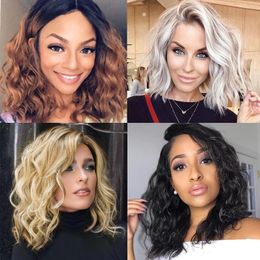 Short Wavy Wig Blonde Ombre Brown Synthetic Heat Resistant Fiber Wigs For Black Women For Wedding Cosplay Womens Dailyfactory direct