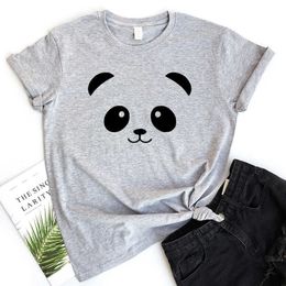 Casual Loose 100% Cotton Women T-Shirts Funny Panda O-Neck Short Sleeve Harajuku Summer Female Tees W706 210526