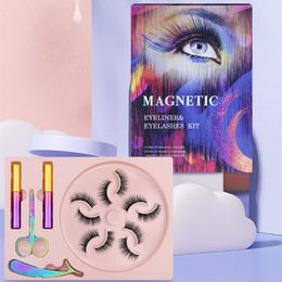 Disponibile!!5 paia di ciglia finte magnetiche con eyeliner liquido e kit di pinzette Set di trucco per ciglia 3D con 5 magneti Ciglia riutilizzabili Aspetto naturale Senza bisogno di colla