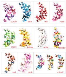 Butterflies Wall Stickers home decor Multicolor 3D Butterfly Sticker 12Pcs/lot for decoration on the living room