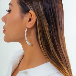 Dangle & Chandelier Vintage Elegant Pearl Earrings for Women Exquisite Imitation Pearls Long Statement Drop Earrings Female Party Jewellery