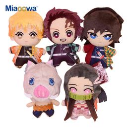 15cm Japan Anime Demon Slayer Tomioka Giyu Kamado Tanjirou Kamado Nezuko Agatsuma Zenitsu Plush Toys Doll Peluche Kids Gift Y211119