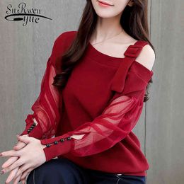 Spring Long Sleeve Shirt Women Fashion Woman Blouses Sexy Off Shoulder Top Solid Blouse Clothing Female 1224 40 210508