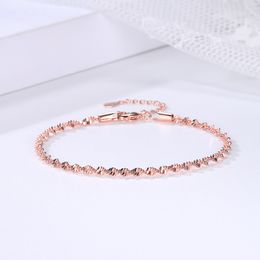 Bracelet For Women Smooth Exquisite Trendy Spiral Wave Twisted Grain Rose Gold Silver Colour Fashion Jewellery Gift KBH064