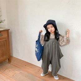 Children's Suspender Trousers Girls Autumn and Winter Loose Pants Baby Fashion Casual pants for girls 210515