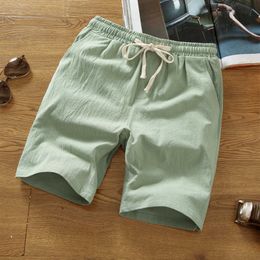 Linen shorts men's trend summer pink five-point pants candy Colour sleeping big men half 210714