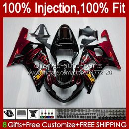 Injection Mold For SUZUKI GSXR750 red flames K1 GSXR 600 750 CC 2001 2002 2003 Bodys 37No.22 GSXR600 GSXR-750 GSXR-600 01-03 600CC 750CC GSX-R750 01 02 03 OEM Fairing