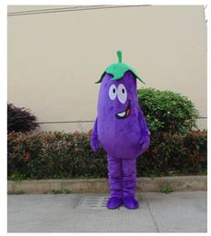 Performance Purple Eggplant Mascot Costume Halloween Christmas Fancy Party Cartoon Character Outfit Suit Adult Women Men Dress Friuts Carnival Unisex Adults