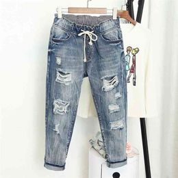 Summer Ripped Boyfriend Jeans For Women Fashion Loose Vintage High Waist Plus Size 5XL Pantalones Mujer Vaqueros Q58 210809