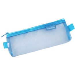 Simple Transparent Mesh Pencil Bags Office Student Pencils Cases Nylon School Supplies Pen Box