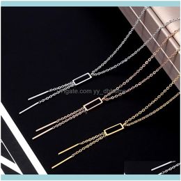 Chains Necklaces & Pendants Jewelrychains Long Tassel Pendant Chain Necklace Gold Color Square Charm Statement For Party Jewelry Bijoux Femm