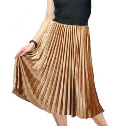 skinny long skirt Australia - Winter Autumn High Waist Skirt Skinny Female Velvet Long Pleated Korean Ladies Harajuku Vintage 210706