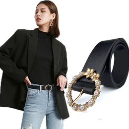 Belts Designer Leather For Women Wide Corset Slim Waist Strap Diamond Buckle Female Black Waistband With Dress High Quality Belt