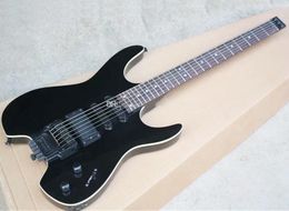 Black Body Headless 24 Frets Electric Guitar with Floyd RTose,Rosewood Fingerboard,SSH Pickups,can be Customised