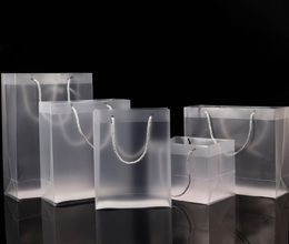 2021 Half Clear Frosted PVC handbags Gift bag Makeup Cosmetics Universal Packaging Plastic Clear bags Round/Flat Rope 10 Sizes for choose