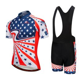 2024 USA Summer Cycling Jersey Set Breathable Team Racing Sport Bicycle kits Mens Short Bike Clothings M086