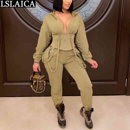 Tracksuit Women Fashion 2 Piece Outfits for Pants and Top Hooded Sets Casual Lounge Wear Autumn Sweat Suits Conjunto 210520