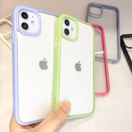 Candy Colours Soft Thickness Protective Phone Cases Acrylic TPU Material for iPhone 11 12 Pro Max