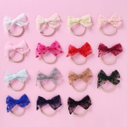 Baby Lace Bows with Nylon Headband or Clips,Kids Girls Dot Lace bow Baby Headbands Hairpins Girls Hair Accessories