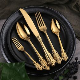 KuBac 30Pcs Golden Dinnerware Set 304 Stainless Steel Dinner Knife and Fork and Teaspoon INS Cutlery Set Drop Shipping 210318