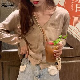 Loose Thin Women's Sweaters Casual V-neck Long Sleeve Cardigan Knitted Solid Singel Breasted Winter Clothes 11753 210427