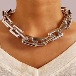 Punk Choker Necklace Collar Statement Hip Hop Big Chunky Gold Colour Chunky Thick Chain Necklace Women Jewellery