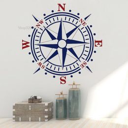 Wall Stickers Compass Rose Design Decal Nautical Sailing Decor For Kids Room Nursury Home Art Self Adhesive Posters CN422