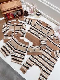 high quality Girls Boys clothing sets Autumn Winter baby Children tracksuits toddler kids Knit Sweater Cardigan + Shorts Suit infant warm outwear