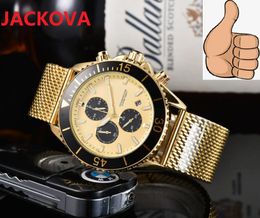 Men's famous table watch 44mm multi-functional japan quartz movement Chronograph Watches Full Stainless Steel Mesh President Popular Casual Fashion Wristwatches